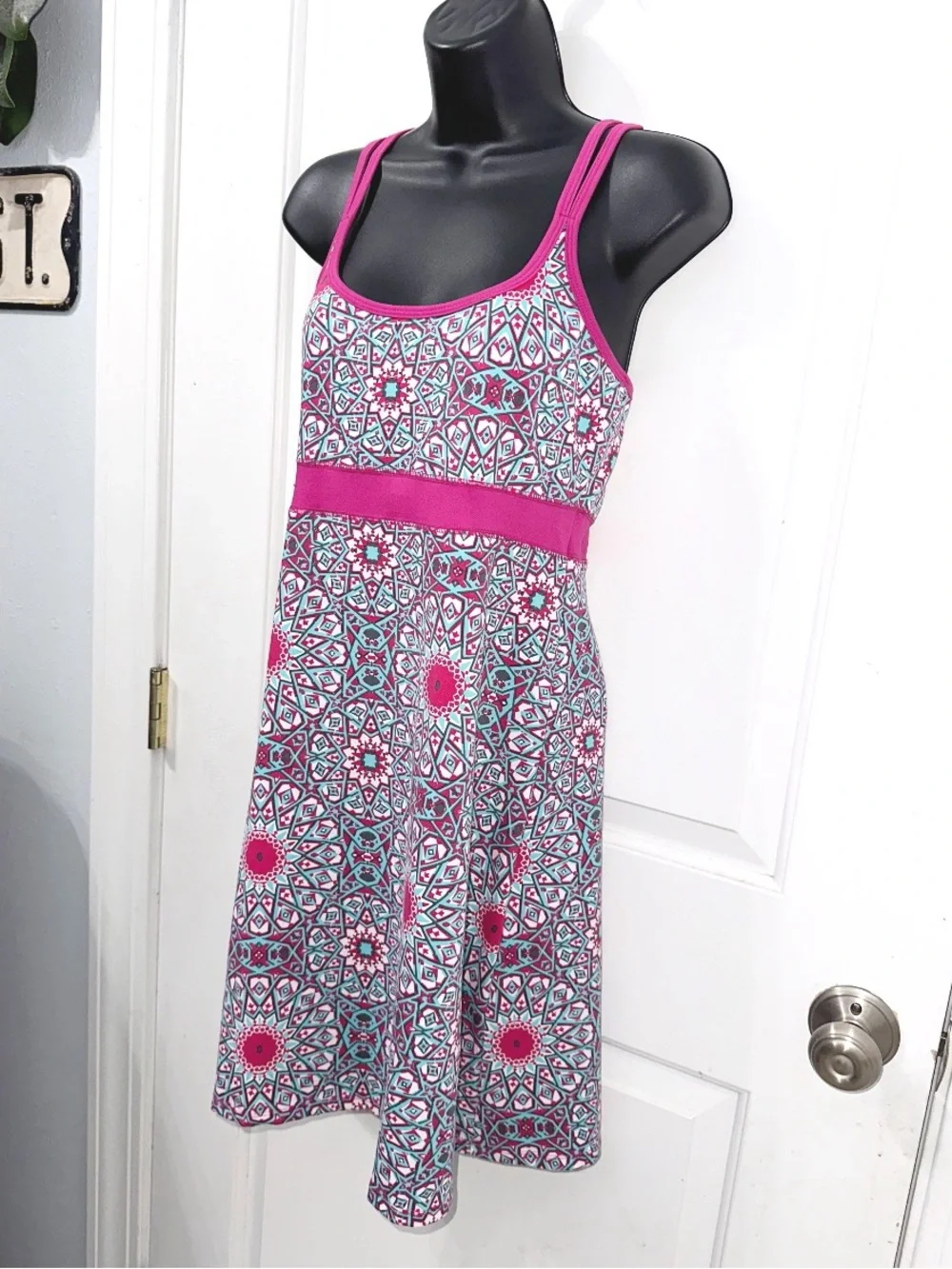 Lola by AFB Athletic vibrant, multi-colored geometric mandala pattern Mini Dress